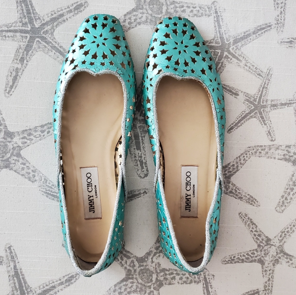 JIMMY CHOO Metallic Flats - Size 40.5